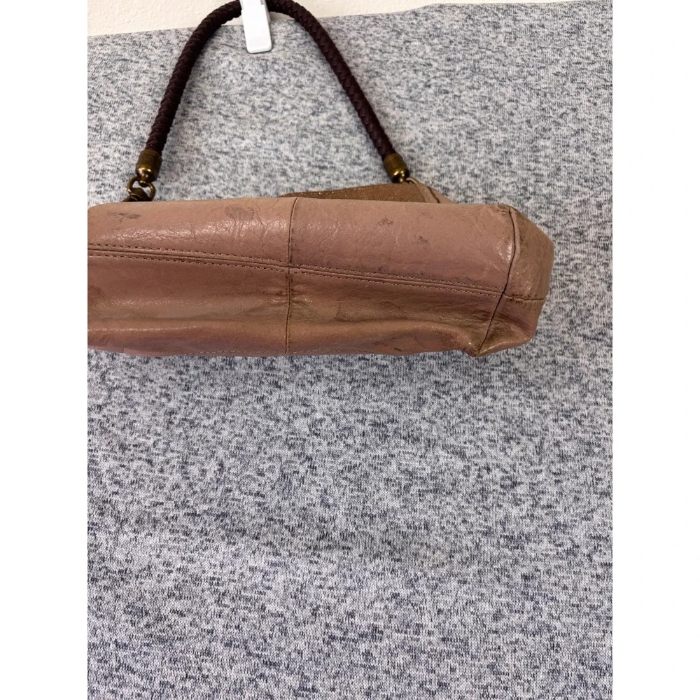 The Sak Shoulder Bag Womens Small tan Leather Boho Braided Strap Purse